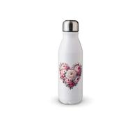 MAXIKIWI - Single Wall Water Drinking Bottle with Screw Cap, Non Insulated Lightweight Aluminium, BPA Free, Leak-Proof - Heart Shaped Flowers - 500ml