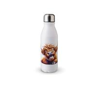 MAXIKIWI - Single Wall Water Drinking Bottle with Screw Cap, Non Insulated Lightweight Aluminium, BPA Free, Leak-Proof - Highland Cow Theme 2-500ml