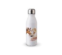 MAXIKIWI - Single Wall Water Drinking Bottle with Screw Cap, Non Insulated Lightweight Aluminium, BPA Free, Leak-Proof - White Girl Petting Horse watercolor - 500ml