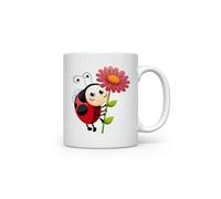 MAXIKIWI - Smooth Durable Ceramic Coffee or Tea Mug for Home or Office - Perfect for Any Occasion - Cute Ladybug Cartoon Watercolor - 300ml