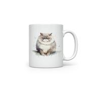 MAXIKIWI - Smooth Durable Ceramic Coffee or Tea Mug for Home or Office - Perfect for Any Occasion - Funny Grumpy Cartoon Cat - 300ml