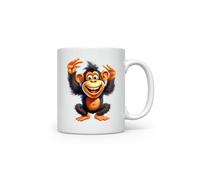 MAXIKIWI - Smooth Durable Ceramic Coffee or Tea Mug for Home or Office - Perfect for Any Occasion - Funny Monkey - 350ml