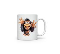 MAXIKIWI - Smooth Durable Ceramic Coffee or Tea Mug for Home or Office - Perfect for Any Occasion - Funny Monkey - 350ml