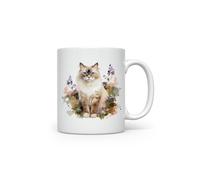 MAXIKIWI - Smooth Durable Ceramic Coffee or Tea Mug for Home or Office - Perfect for Any Occasion - Ragdoll Cat in The Garden - 300ml