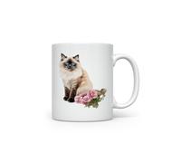 MAXIKIWI - Smooth Durable Ceramic Coffee or Tea Mug for Home or Office - Perfect for Any Occasion - Ragdoll Cat in The Garden - 300ml