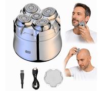 Maxillisse Head Shaver 5D Floating Maxilisse Head Shaver for Men Wet Dry IPX7 Waterproof Electric Razor with Magnetic Blade LED Display (Silver Suit)
