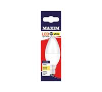 Maxim LED Candle Small Edison Screw Cap (SES) Bulbs, E14, 3 W, Warm White 25MLCSESWW5X10