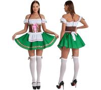 Maxim Party Supplies Women's Oktoberfest Costume Traditional Bavarian Maid Dress with Stockings & Bows - Dirndl Style German Dress for Festivals (Large)