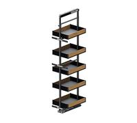 Maxima Puro - Kitchen Pull Out Larder - Black with Wooden 1700-1900mm, 5 Baskets, 300mm (264mm)