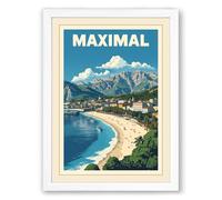 Maximal Coastal Vista Vintage Framed Wall Art Print A1 (84.1×59.4cm) White, Wall Decor for Living Room, Bedroom, Office & Home, Ready to Hang, Art Gift