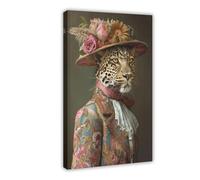 Maximalist 1930s Art Deco Leopard Canvas Poster Wall Art Decor Print Picture Paintings for Living Room Bedroom Decoration 24x36inch(60x90cm)