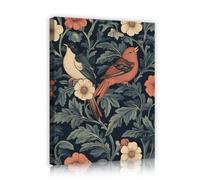 Maximalist Botanical and Birds Canvas Wall Art for Lounge 35x45cm