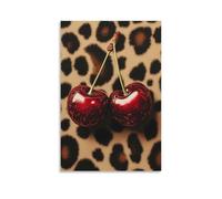 Maximalist Cherry Leopard Print Matte Poster Artworks Canvas Poster Wall Art Prints Home Modern Decor 12x18inch(30x45cm)