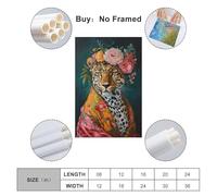 Maximalist Eclectic Fashionista Leopard Art Print Bold Animal Portrait, Altered Animal Portrait, Fun Colourful, Flowery Vintage Floral Art Poster Decorative Painting Canvas Wall Posters And Art Pictur