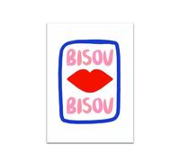 Maximalist Eclectic Pink French Quotes Bisou Bisou Bonjour Bonne Nuit Wall Art Canvas Painting Posters Living Room Home Decor A2 40X50Cm Unframed