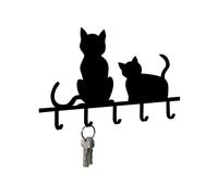 Maximex Key Board Cats-with 5 Hooks, Iron, Black, 15 x 20 x 2 cm
