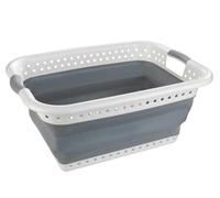 Maximex Laundry Basket Foldable White / Grey - Laundry Hamper Capacity 38 L Polypropylene 61 x 26 x 45 cm White