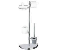 Maximex Space-Saving Toilet-Centre-with Replacement roll Wet Wipes Box Holder, Chrome plated metal, Silver Shiny, 18 x 34 x 84.5 cm