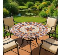 Maximex Stretch Tablecloth, Round, Diameter 70-86 cm, Mediterranean Motif, Wipe-Clean Garden Tablecloth with Elastic Band, Weatherproof, UV-Resistant, for Garden, Balcony and Camping, Plastic