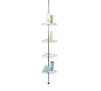 Maximex Telescopic Corner Element-Shower Rack, 4 Shelves, Metal, Silver Shiny, 20 x 20 x 56-275 cm