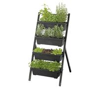 Maximex Vertical Raised Bed 4 Levels, Adjustable tilt Angle, 4 planters with Drainage Holes, 56.5 x 108 x 62 cm, Black