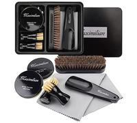 MAXIMILIAN Shoe Polish Kit - Shoe Shine Kit With Black and Neutral Polish, 2 Applicator Brushes, Soft Horsehair Brush, Shoehorn, Cloth