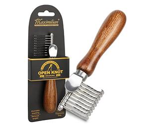 MAXIMILIAN World Class Handmade Wooden Undercoat Dematting Comb for Cats and Dogs. Long Rounded Blades Pet Dematting Fur Rake Brush Tool with Safety Edges.