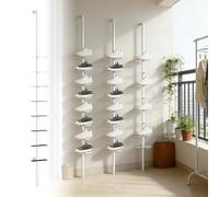 Maximize Space with 100 230cm White Balcony Wall Shoe Sto Rack Freestanding Narrow with Customizable Individual Shelves for Collect Sto (91in 7.5ft)