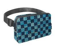 Maximize Your Comfort and Convenience with our Adjustable Strap Fanny Bag, Ideal for Traveling, Running, and Cycling, A Must-Have for Men and Women, Blue Checkerboard Pattern