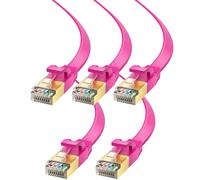 Maximm Cat7 Flat Ethernet Cable 20 ft Pink, 5-Pack Shielded 10Gbps RJ45