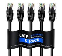 MAXIMM UL CM CAT6 24AWG UTP Black Lan Cable w/ 50pcs Cable Tie 6' 5PK