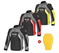 MAXIMO-MOTO Bela Men's 600D Cordura Motorcycle Jacket Waterproof All-Weather Touring Gear with Removable Elbow Sliders Class A CE Impact Protection Armour and YKK Zippers