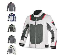 MAXIMO-MOTO CE Approved Motorbike Jacket for Men, Motorcycle Jacket with Mesh for Breathability, Protective Gear for Riding, Motorbike Jacket (UK, Alpha, 3XL, Regular, Regular, Ice/Black/Red)