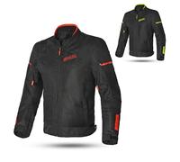 MAXIMO-MOTO Mens Motorcycle Jacket Armored Protection with Chest Back Shoulder Elbow Pads CE Approved Textile Cordura Motorbike Safety (UK, Alpha, 8XL, Regular, Regular, Black Red)