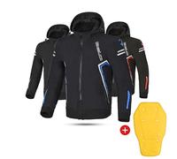 MAXIMO-MOTO Motorcycle Armoured Hoodie Jacket for Men CE Approved Motorbike Softshell Hoodie Waterproof Riding Jacket with Elbow Shoulder & Back Armor Protective Biker Jacket