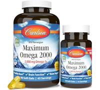 Maximum Omega 2000, 2000 mg Omega-3 Fatty Acids Including EPA and DHA, Wild-Caught, Norwegian Fish Oil Supplement, Sustainably Sourced Fish Oil Capsules, Lemon, 90+30 Softgels