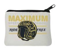 Maximum Speed Demonz Ride Free Wild Culture Bike Neoprene Coin Purse Pouch 10x11cm White