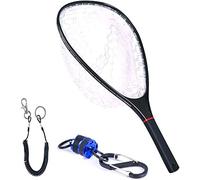 MAXIMUMCATCH Carbon Fiber Fly Fishing Landing Net - Trout Rubber Net with Magnetic Release - White, Blue, Grey