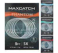 MAXIMUMCATCH Fly Fishing Tapered Leader with Loop: 15ft/12ft/9ft/7.5ft,5 PCS (0X-7X) (12ft, 1X (5pcs))