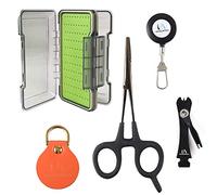 Maximumcatch Maxcatch Fly Fishing Box with Accessories Vest Pack Tool Combo Line Nipper/Forceps/Zinger/Leader Straightener (UMSA Fly Box+Accessories)