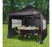 MCC Direct Maximus 3x3 Heavy Duty Pop up Black Gazebo With Sides, Black