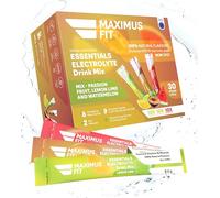 Maximus Fit Electrolytes Powder Sachets, Electrolyte Drink Mix Hydration Pack - Sodium, Magnesium Citrate, Vitamin C, B1, B2,B3,B6,B7,B12 - Natural Marine Plant Calcium & Zinc - 30 Sticks - Mix