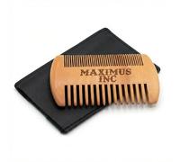 Maximus Inc ® Premium Bamboo Beard & Mustache Comb - Natural Wooden Dual-Action Teeth - Anti-Static & No-Snag - Eco-Friendly Hair Grooming Kit with Travel Case for Men & Women