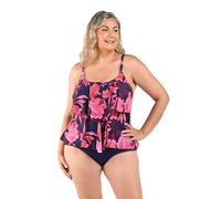 Maxine of Hollywood Women's 2-Tiered Ruffle Tankini Swimsuit Top, Indigo, 18 Plus