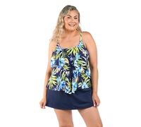 Maxine of Hollywood Women's 2-Tiered Ruffle Tankini Swimsuit Top, Indigo, 24 Plus