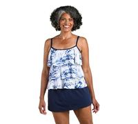 Maxine of Hollywood Women's 3-Tiered Ruffle Tankini Swimsuit Top, White, 14
