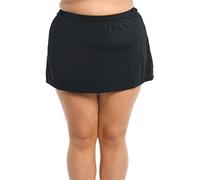 Maxine Of Hollywood Women's Plus Size Mid Rise Skirted Bikini Swimsuit Bottom, Black, 16