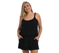 Maxine Of Hollywood Women's Plus Size Romper One Piece Swimsuit, Black//Solids, 22