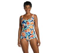 Maxine Of Hollywood Women's Shirred Front Girl Leg One Piece Swimsuit, Multi//Joyful Blooms, 20