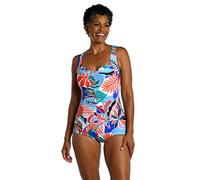 Maxine Of Hollywood Women's Shirred Front Girl Leg One Piece Swimsuit, Multi//Tropical Abstraction, 20